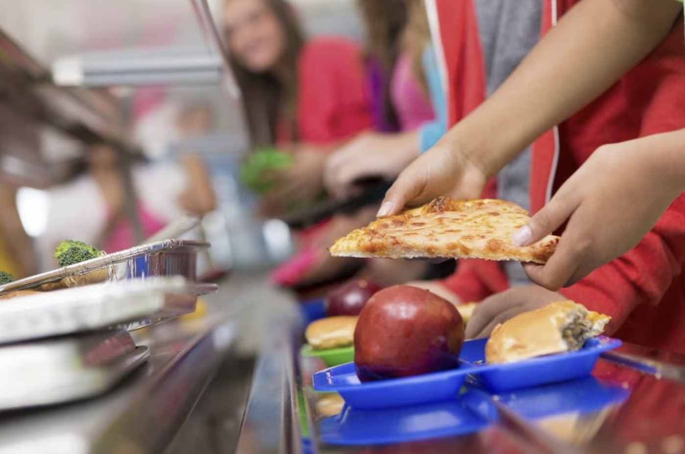 students getting School lunch