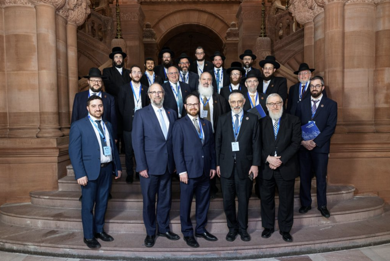 Agudath Israel leaders and yeshiva administrators at the state Capitol in Albany