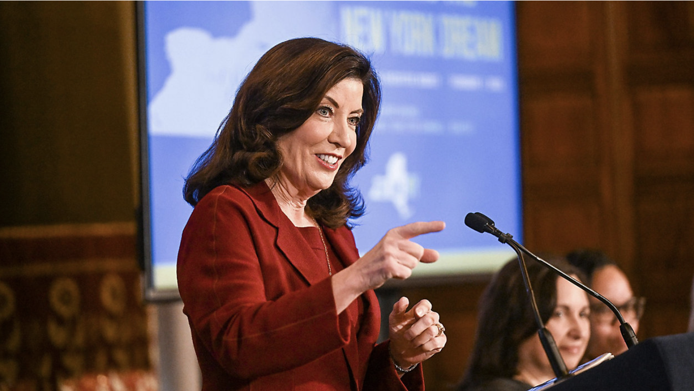 Governor Kathy Hochul speaking publicly