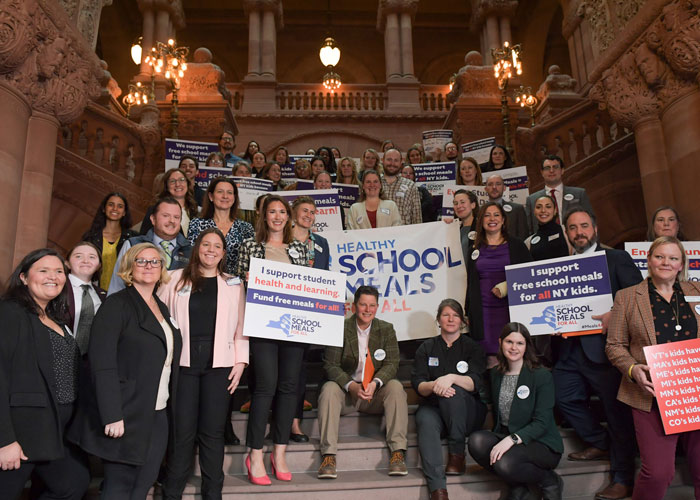 Group photo of Healthy School Meals for All Coalition at Advocacy Day